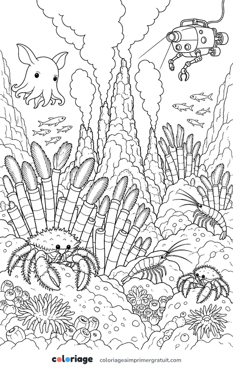 Coloriage les animaux des sources chaudes