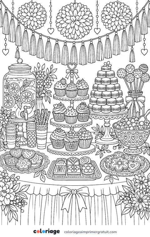 Coloriage buffet de desserts