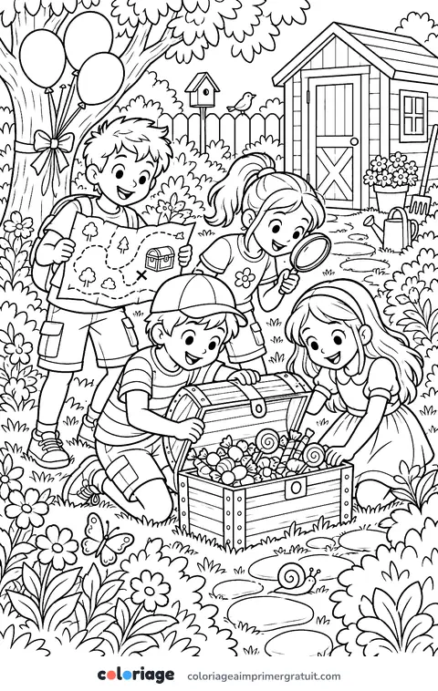 Coloriage chasse au trésor
