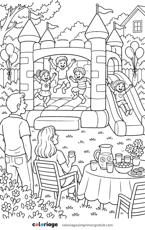 Coloriage château gonflable