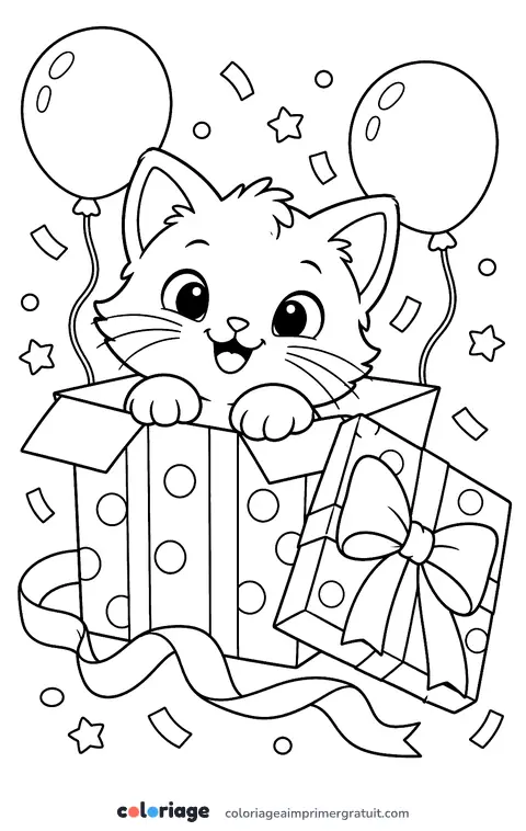 Coloriage chaton surprise