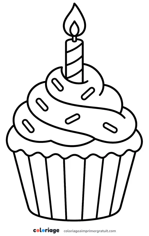 Coloriage cupcake et sa bougie