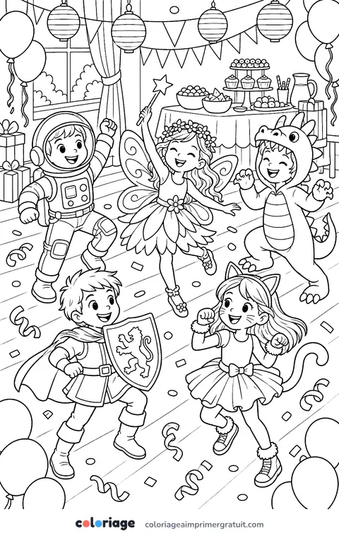Coloriage fête déguisée