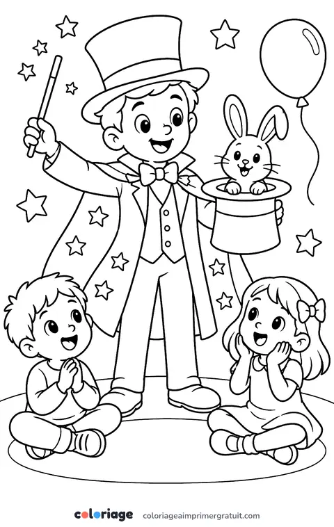 Coloriage le magicien de la fête