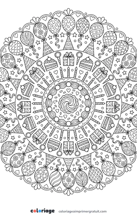 Coloriage mandala d’anniversaire