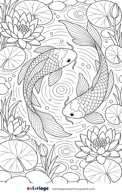 Coloriage carpes koïs