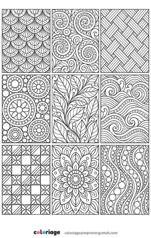 Coloriage carreaux zentangle