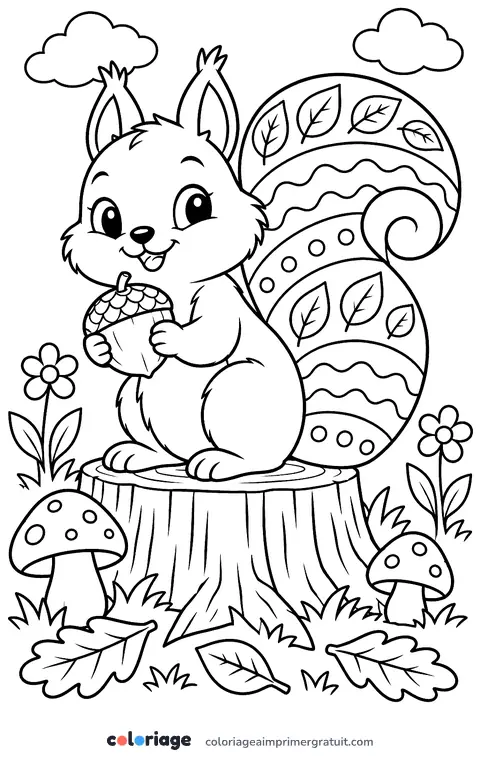 Coloriage écureuil à motifs
