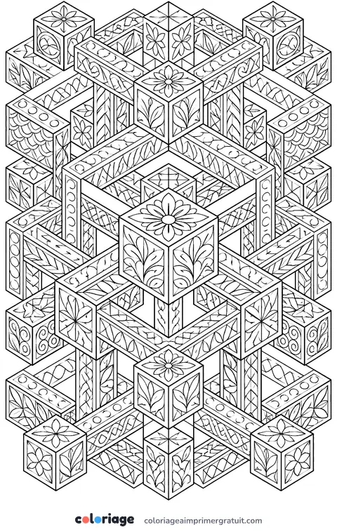 Coloriage cubes en illusion d’optique