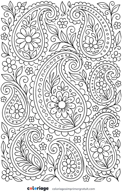 Coloriage motif paisley