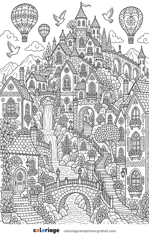 Coloriage ville en doodle