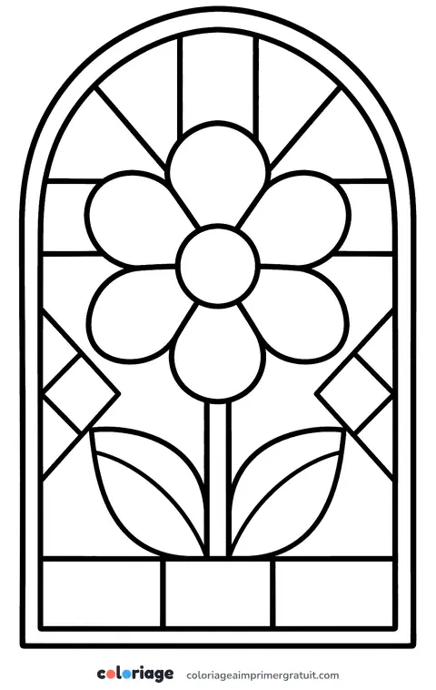 Coloriage vitrail en arche