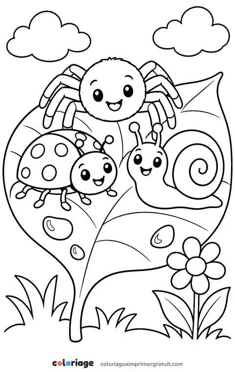 Coloriage araignée et ses amis du jardin