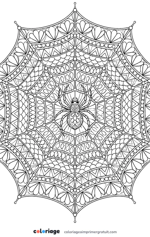 Coloriage mandala toile d’araignée