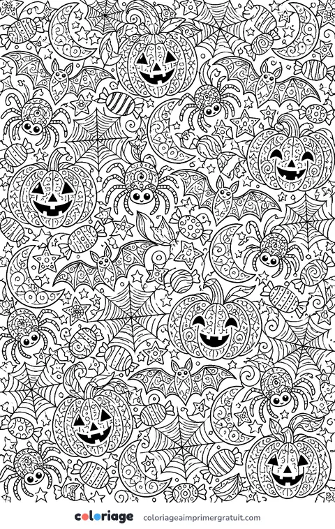 Coloriage motif d’araignées d’Halloween