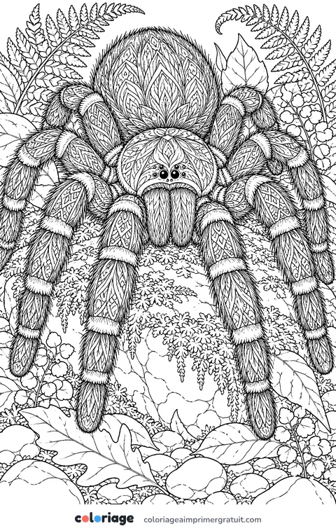 Coloriage mygale réaliste