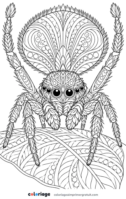 Coloriage araignée paon