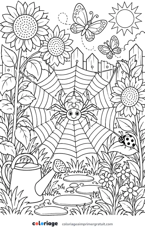 Coloriage toile au jardin