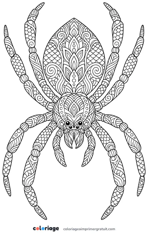 Coloriage araignée zentangle