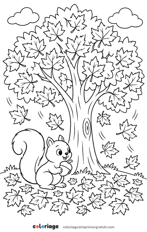 Coloriage érable en automne