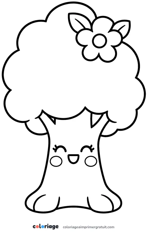 Coloriage arbre kawaii