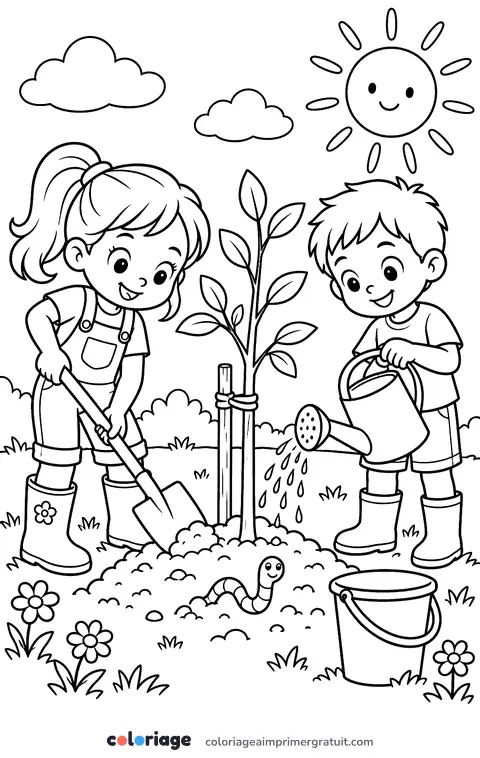Coloriage planter un arbre