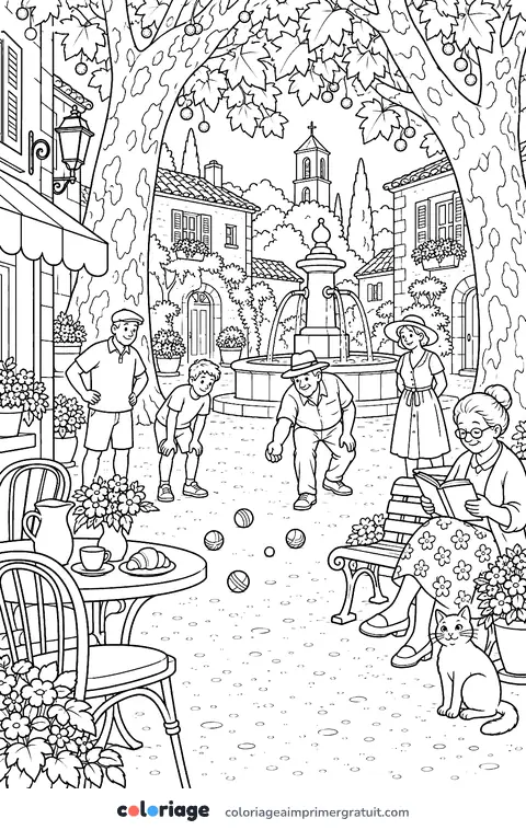Coloriage place aux platanes