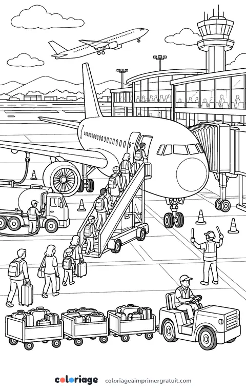 Coloriage à l’aéroport
