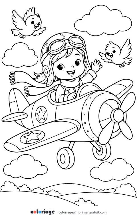 Coloriage jeune pilote