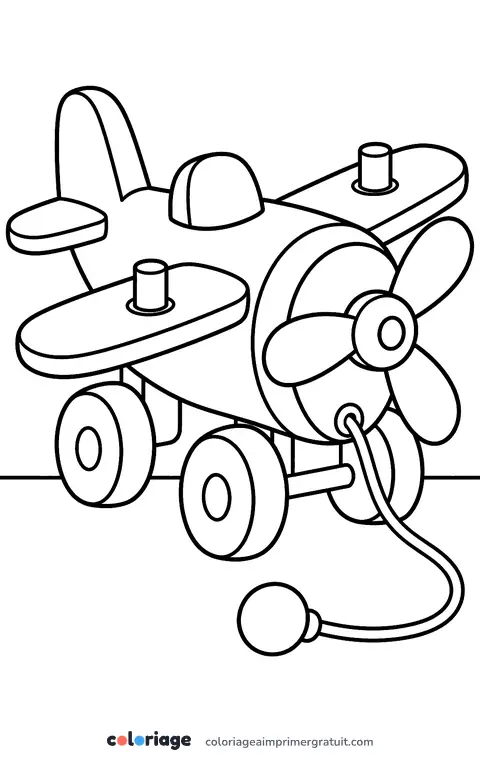 Coloriage avion jouet en bois