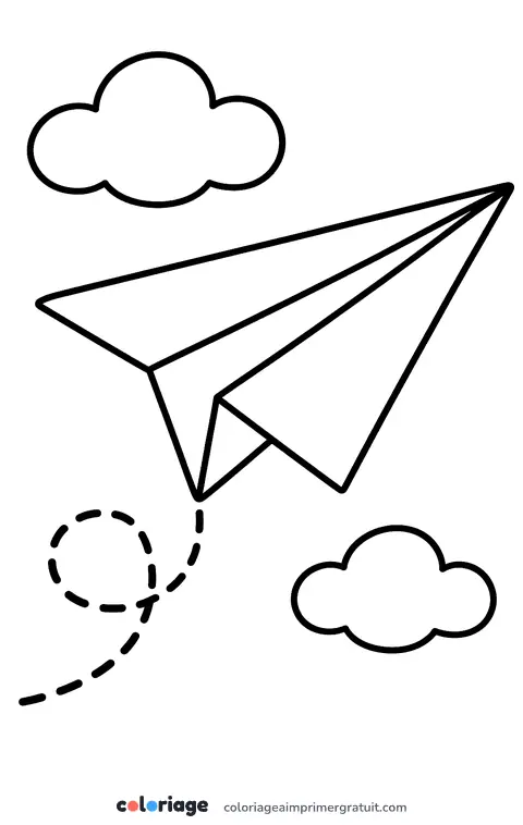 Coloriage avion en papier