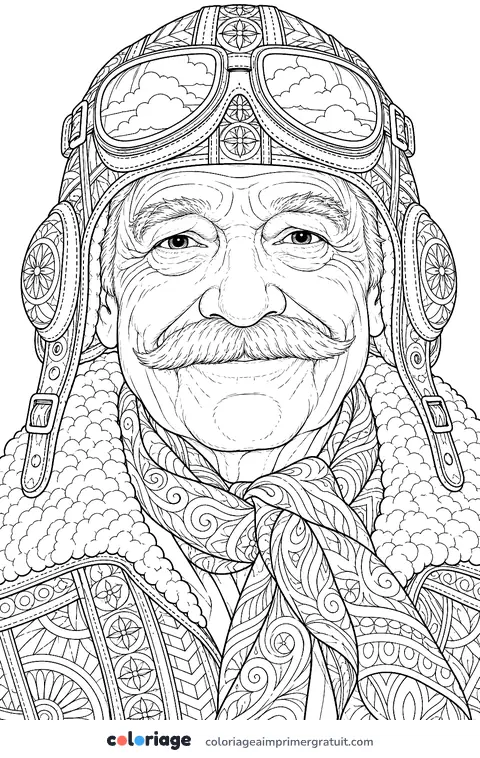 Coloriage portrait d’aviateur