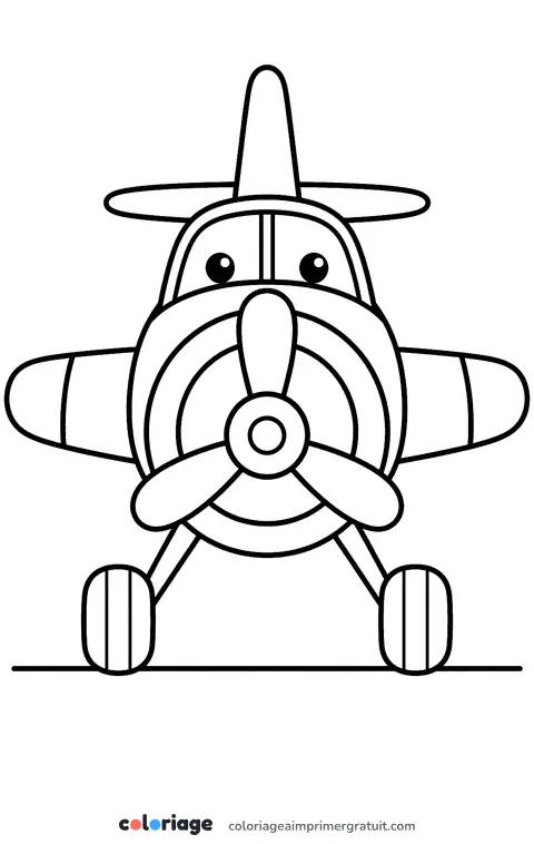 Coloriage avion vu de face