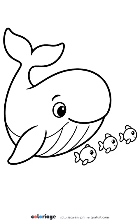 Coloriage baleine et ses amis poissons