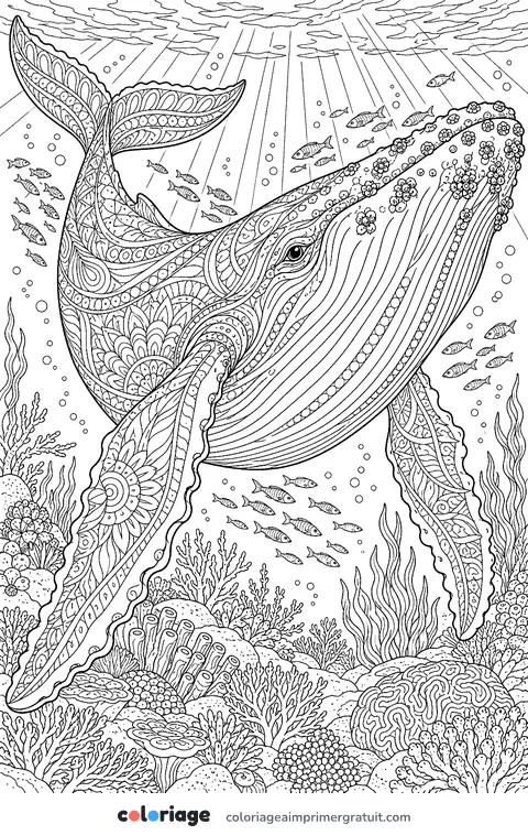 Coloriage baleine à bosse réaliste