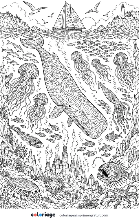 Coloriage de la surface aux abysses