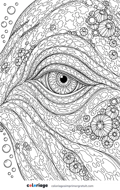 Coloriage œil de baleine en gros plan
