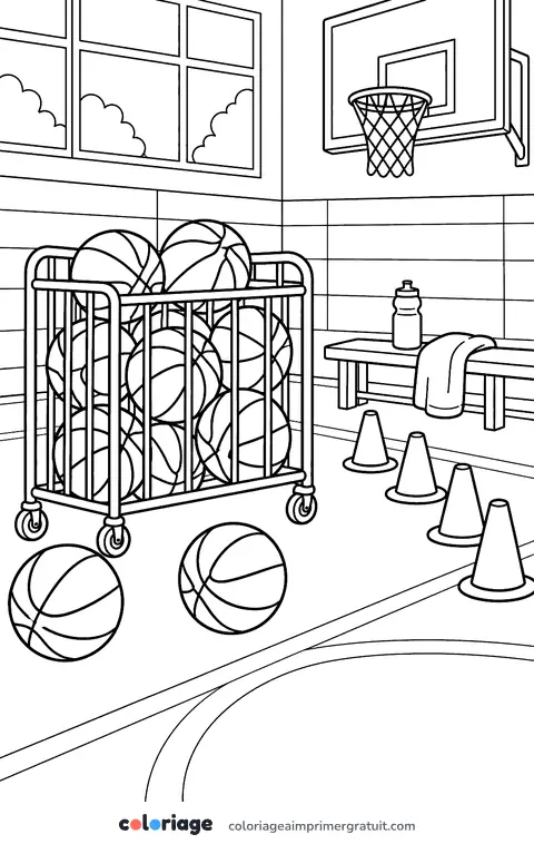 Coloriage chariot de ballons