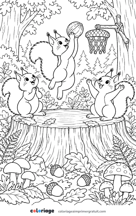 Coloriage basket des écureuils