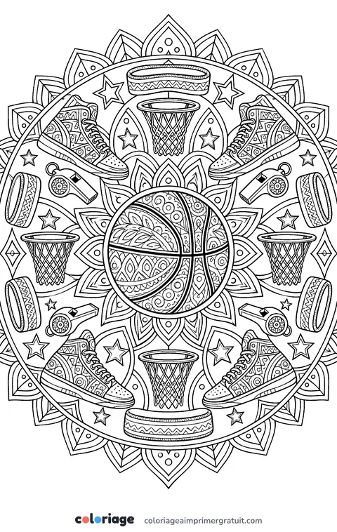 Coloriage mandala du basket