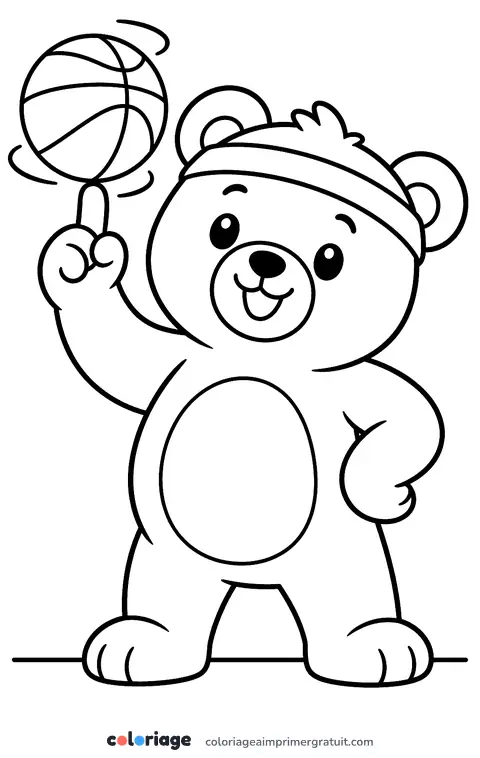 Coloriage ourson qui fait tourner le ballon
