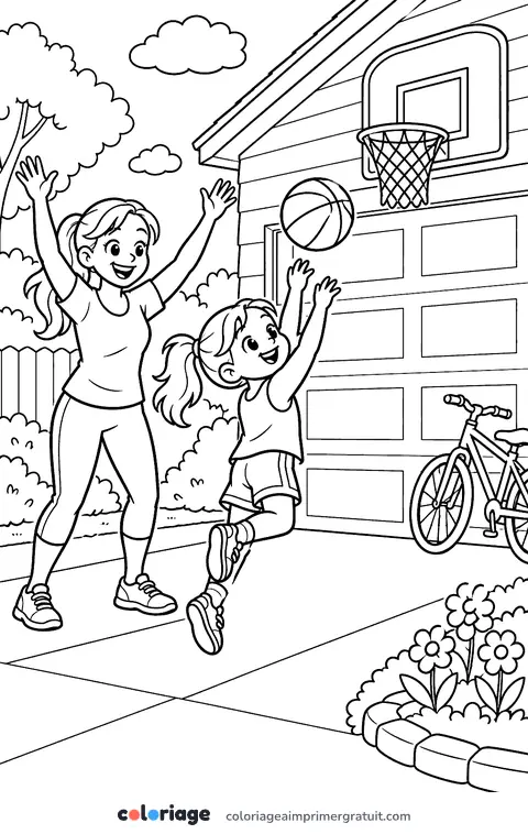 Coloriage panier devant le garage
