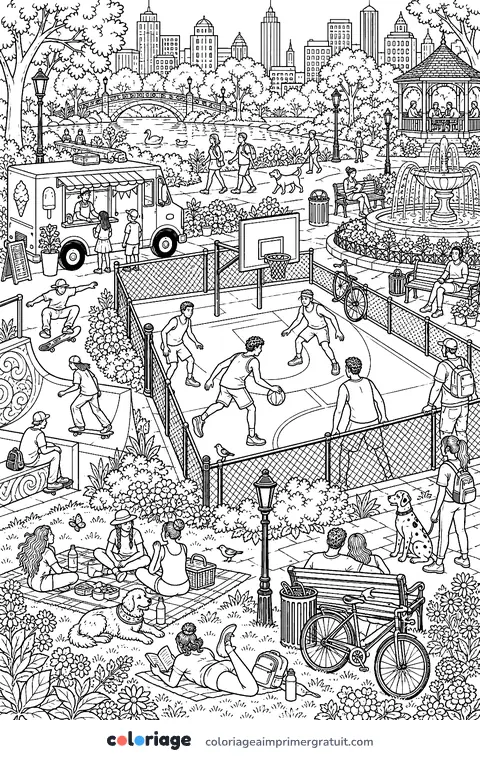 Coloriage le terrain du parc