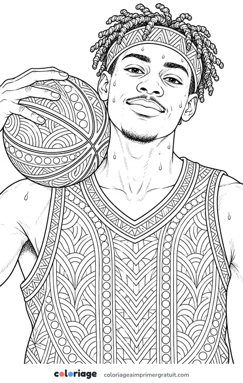 Coloriage portrait de basketteur