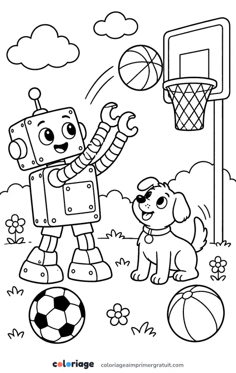 Coloriage robot basketteur