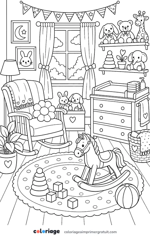 Coloriage chambre de bébé