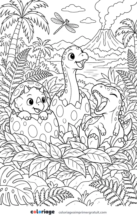 Coloriage bébés dinosaures