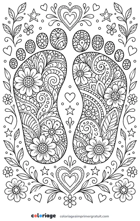 Coloriage petits pieds de bébé