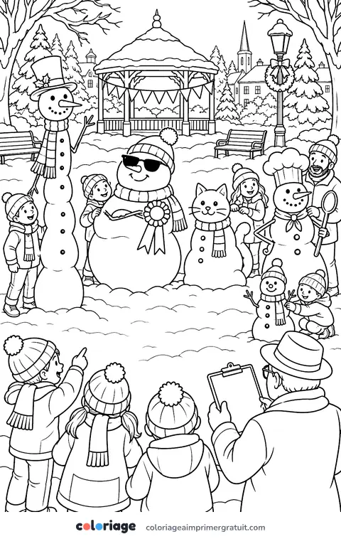 Coloriage concours de bonshommes de neige