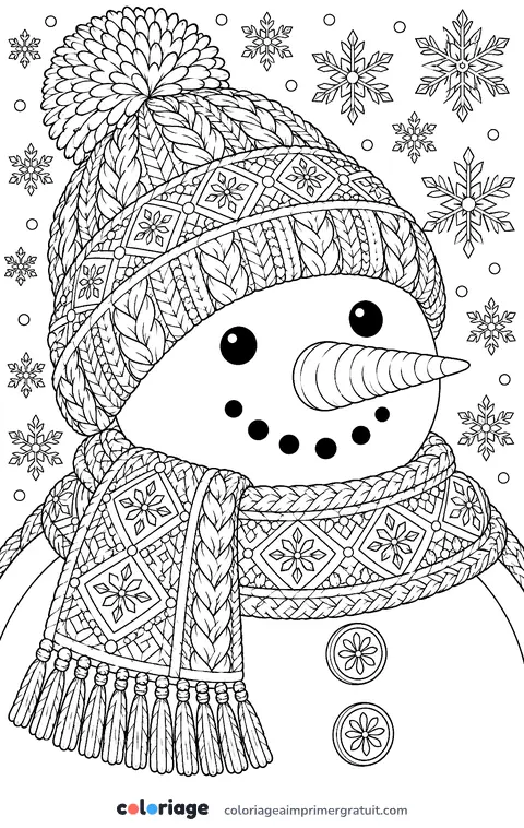 Coloriage portrait au bonnet tricoté